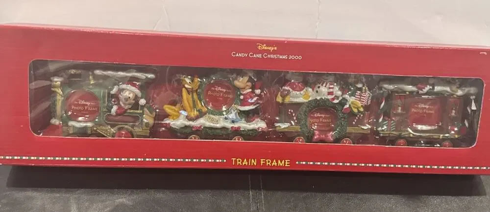 Disney Candy Cane Christmas 2000 Train Photo Frame 4 Pc Set New In Box